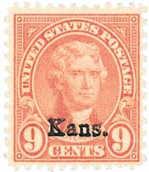 667  - 1929 9c Jefferson, light rose, Kansas-Nebraska overprints