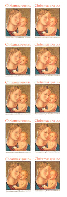 2578a  - 1991 29c Madonna and Child,bklt pane(10)