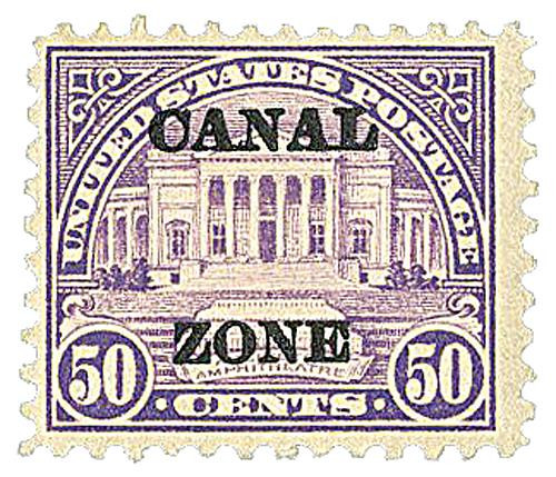 CZ80  - 1924 50c Canal Zone - Arlington Amphitheatre, Type A Overprint, Lilac