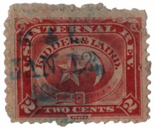RT13d  - 1878-83 2c Private Die Perfumery Stamps - watermark 191R, vermilion