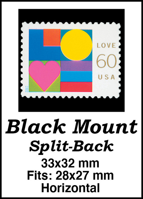 MM6071  - 33x32mm 2 Horizontal Black Split-Back Mounts