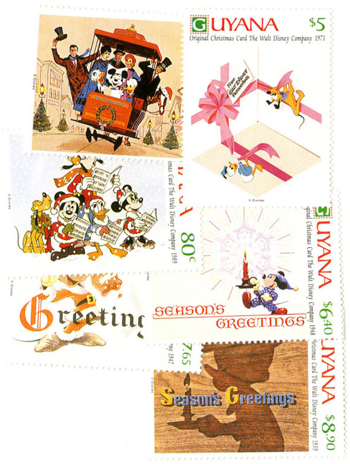 MDS140  - 1991 Disney's Original 1939-89 Christmas Cards, Mint, Set of 6 Stamps, Guyana