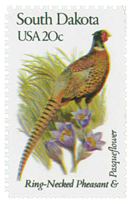 1993  - 1982 20c State Birds and Flowers: South Dakota