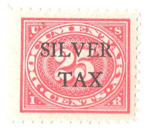 RG9  - 1934 25c Silver Tax, carmine rose, perf 11