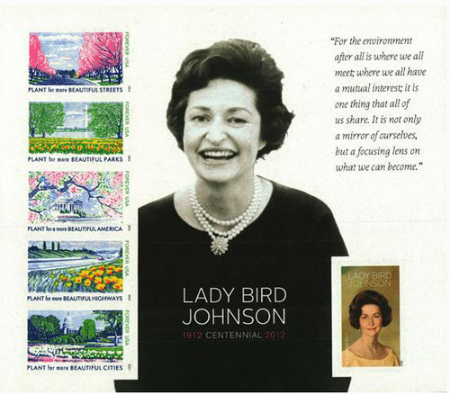 4716g  - 2012 First-Class Forever Stamp - Imperforate Lady Bird Johnson Centennial