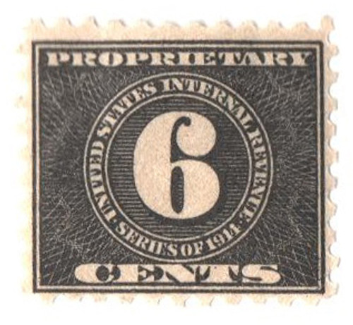 RB61  - 1914 6c Proprietary Stamp - offset, watermark, perf 10, black