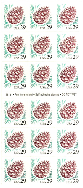 2491a  - 1993 29c Pine Cone,self-adh, pane of 18