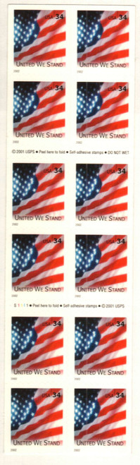 3549Be  - 2002 34c United We Stand, booklet stamp