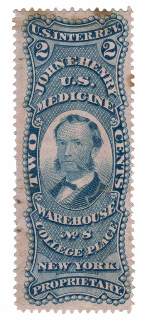 RS115c  - 1877-78 John F. Henry, 2c blue, pink paper