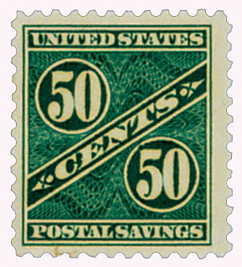 PS9  - 1940 50c Postal Savings, dark blue green, unwatermarked