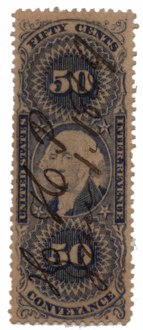 R54ce  - 1862-71 50c US Internal Revenue Stamp - Conveyance, ultramarine