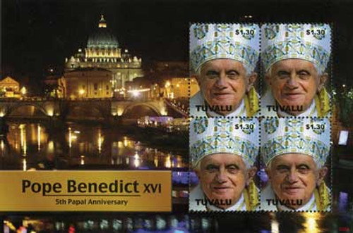 M10795  - 2010 Tuvalu Pope Benedict XVI 4v Mint