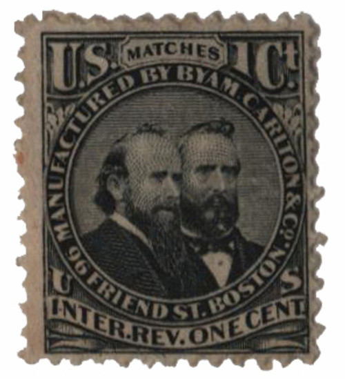 RO49a  - 1862-71 1c Proprietary Match Stamp - Byam, Carlton & Co, black, old paper