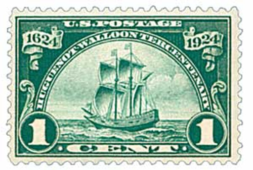 614  - 1924 1c Huguenot-Walloon Tercentenary: Ship Nieu Nederland