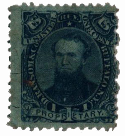 RS194b  - 1871-77 1c Proprietary Medicine Stamp - D. Ransom & Co, blue, silk paper