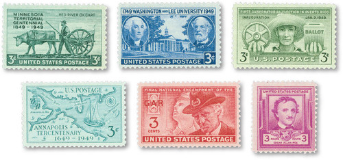 YS1949C  - 1949 Complete Commemorative Year Set, 6 stamps