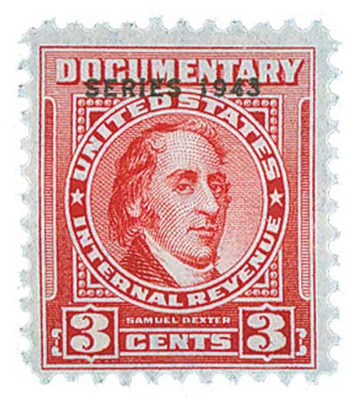 R363  - 1943 3c US Internal Revenue Stamp - watermark, perf 11, carmine