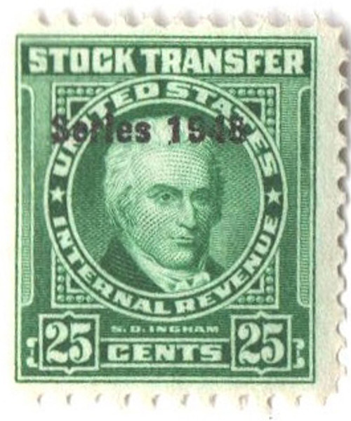 RD267  - 1948 25c Stock Transfer Stamp, bright green