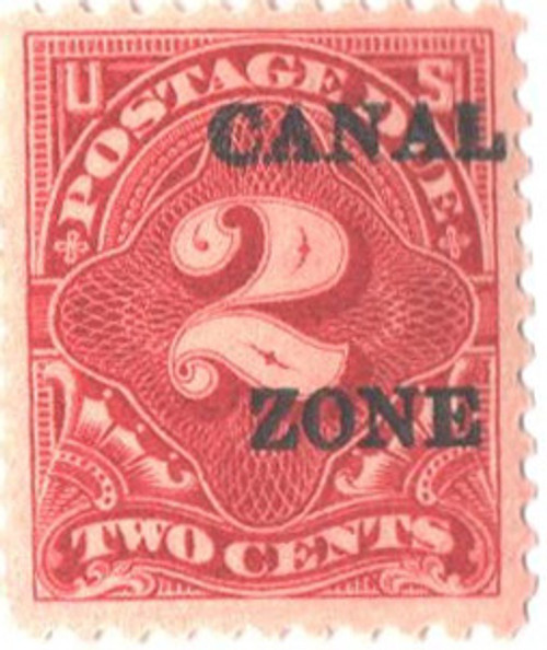 CZJ19  - 1925 2c Canal Zone Postage Due - overprint, type B, carmine rose