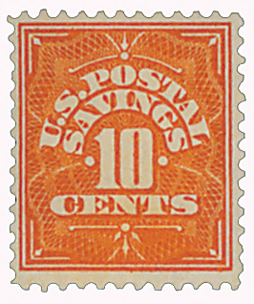 PS1  - 1911 10c Postal Savings, orange, watermark