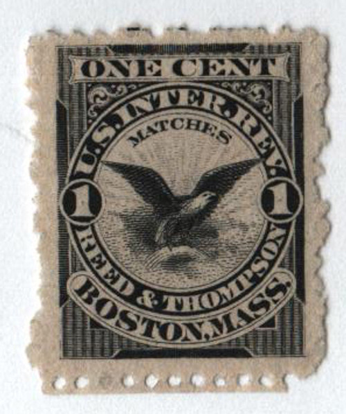 RO153d  - 1878-83 1c Proprietary Match Stamp - Reed & Thompson, black, watermark 191R