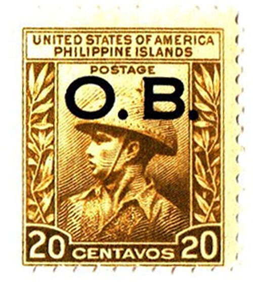 PHO22  - 1935 20c Philippine Islands Official Stamp, light green olive