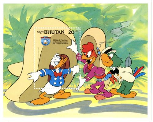 MDS244  - 1984 Disney Celebrates Donald Duck's 50th Birthday, Mint Souvenir Sheet, Bhutan