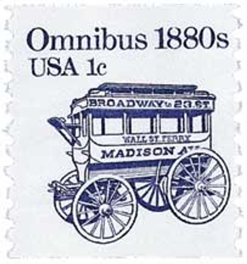 1897 1983 1c Transportation Series Omnibus, 1880s Mystic Stamp Company