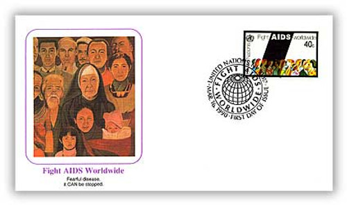 8A574  - 1990 40c UN Fight Aids World Wide Cover