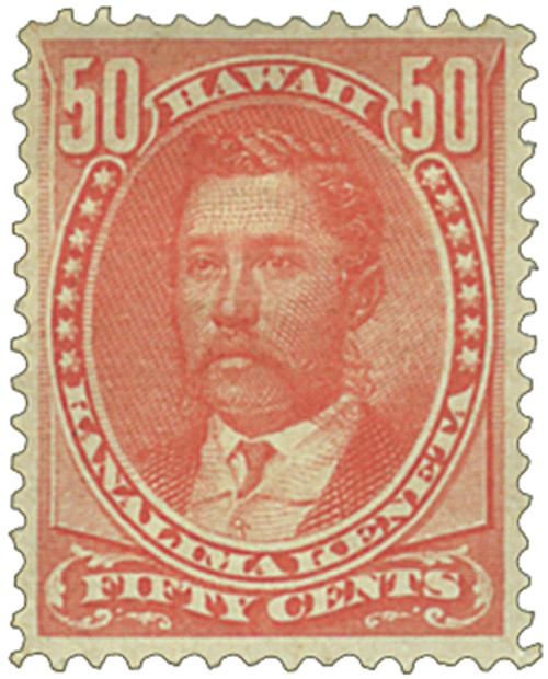 H48  - 1883-86 50c Hawaii, red, perf 12, wove paper