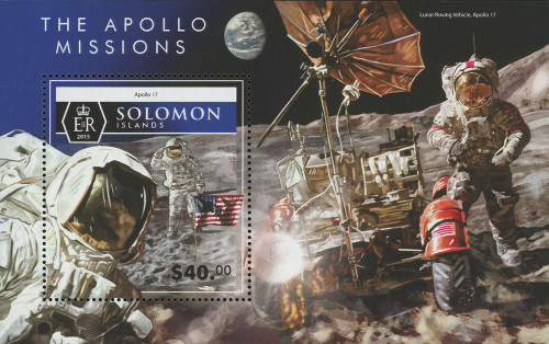 M12229  - 2015 $40 The Apollo Missions, Mint Souvenir Sheet, Solomon Islands