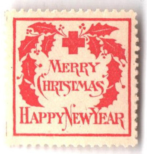 WX2  - 1907 American Red Cross Christmas Seal - Type II - inscribed "Merry Christmas" & "Happy New Year"