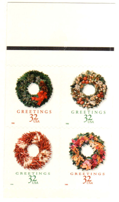 3248a  - 1998 32c Wreaths, s/a, block of 4