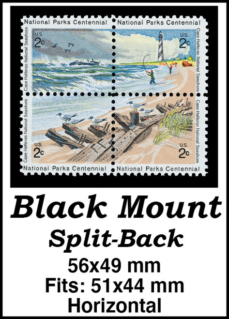 MM6108  - 56x49mm 2 Horizontal Black Split-Back Mounts