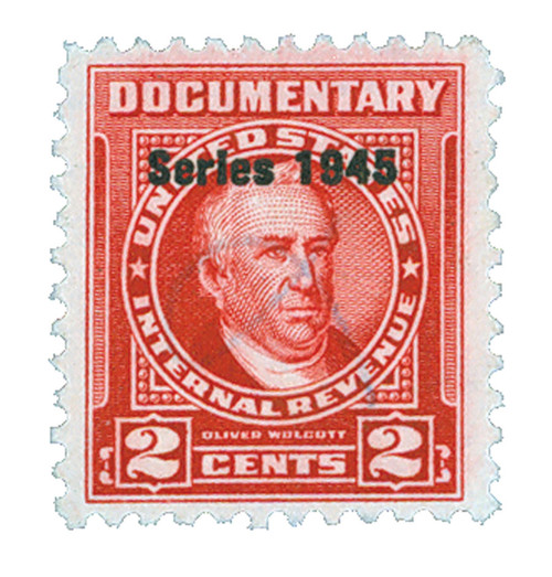 R412  - 1945 2c US Internal Revenue Stamp - watermark, perf 11, carmine