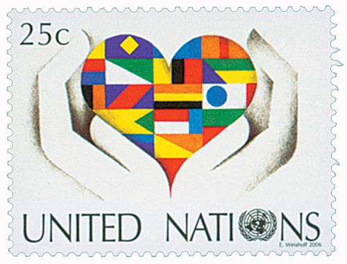 UN896  - 2006 Stylized Flags in Heart & Hands