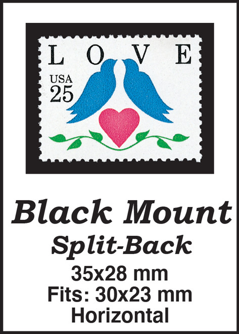 MM698  - 35x28mm 50 Horizontal Black Split-Back Mounts