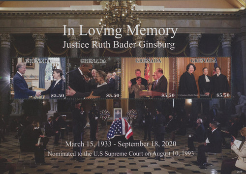 MFN101  - 2020 $5.50 In Loving Memory of Justice Ruth Bader Ginsburg - sheet of 4