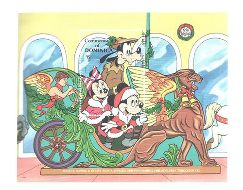 MDS261  - 1990 Disney Friends Celebrate Christmas, Mint Souvenir, Dominica