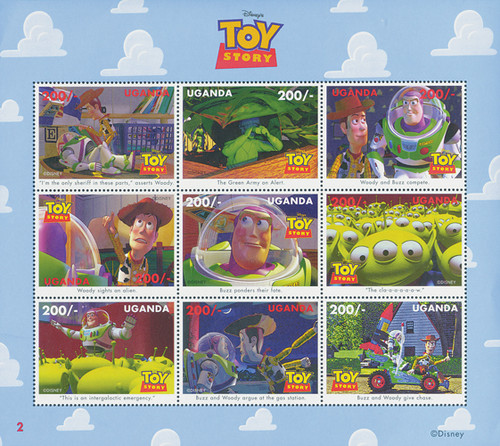 MDS495C  - Uganda 1997 Woody & Buzz, Mint, 9 Stamps