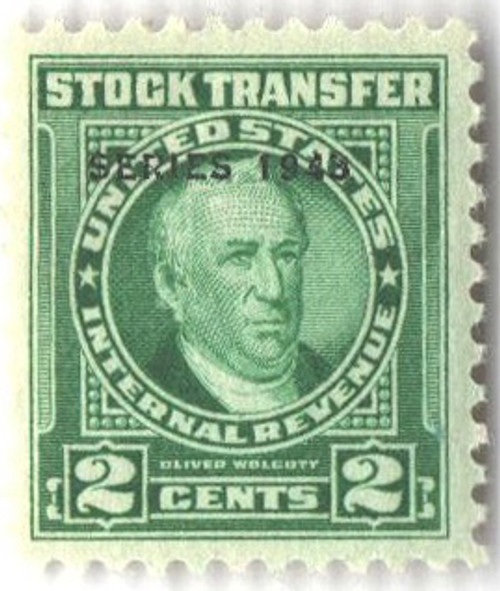 RD262  - 1948 2c Stock Transfer Stamp, bright green, watermark, perf 11