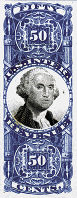 R115P4  - 1871-72 50c US Internal Revenue Stamp - Blue & Black