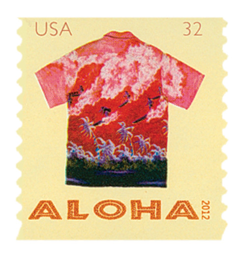 4598  - 2012 32c Aloha Shirts: Surfers and Palm Trees, coil