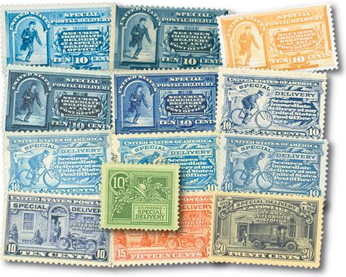 E1//E14  - 1885-1925 Special Delivery Stamps 13v