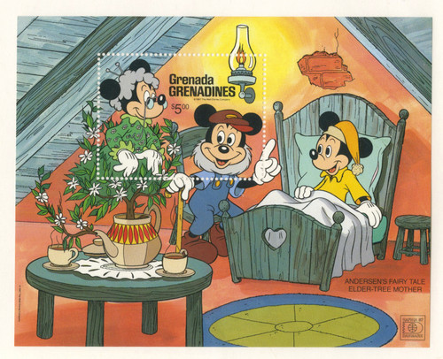 MDS340C  - 1987 Disney Commeorates HAFNIA 87 with Fairy Tales, Mint Souvenir Sheet, Grenada Grenadines