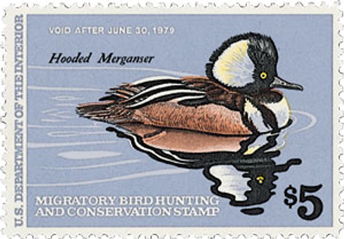 RW45  - 1978 $5.00 Federal Duck Stamp - Hooded Merganser