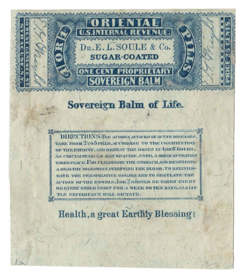 RS227b  - 1871-77 Syracuse Wrapper, 1c blue, silk paper