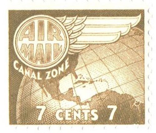 CZC28  - 1958 7c Canal Zone Airmail - Globe & Wing, olive