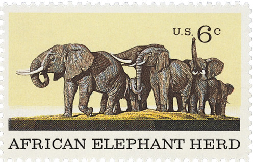 1388  - 1970 6c Natural History: African Elephant Herd