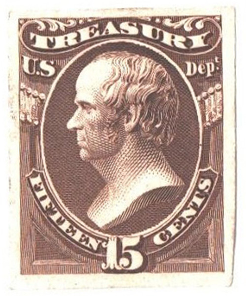 O79P3  - 1873 15c Official Mail Stamp - Treasury India paper, brown
